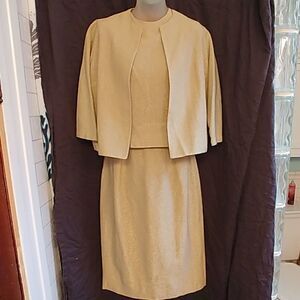 Vintage 50s 60s Three Piece Gold Holiday Suit Set